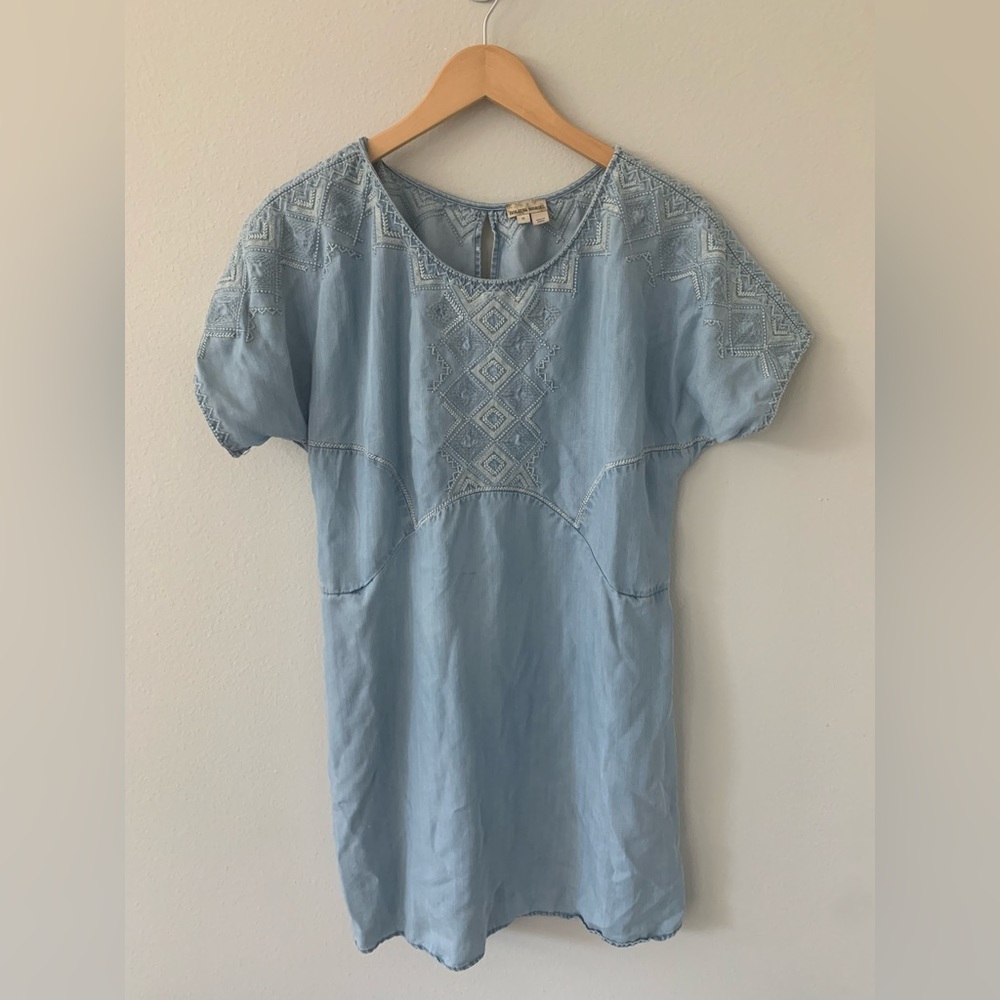 Holding Horses Soft Denim Embroidered Dress